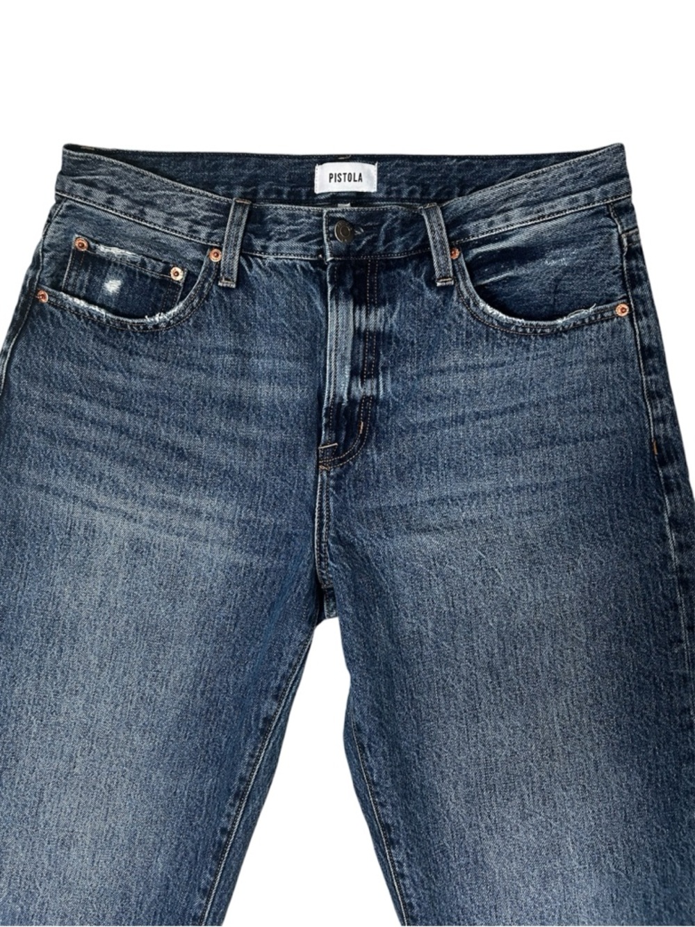 Pistola Lexi Mid-Rise Bowed Straight-Leg Jeans in Artisan Wash Size 30 - Picture 5 of 9
